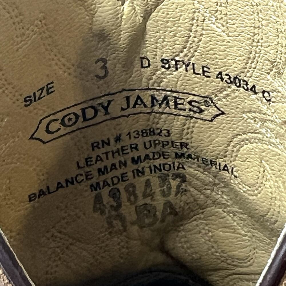 Cody James Brown Leather Cowboy Western Boots Junior Youth Big Kids' 3 D Pull On - Picture 9 of 11